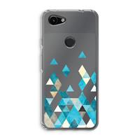 CaseCompany Gekleurde driehoekjes blauw: Google Pixel 3a Transparant Hoesje