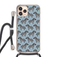 CaseCompany Zebra: iPhone 11 Pro Max Transparant Hoesje met koord