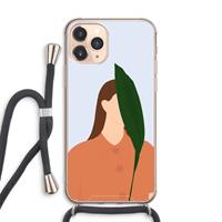 CaseCompany Leaf: iPhone 11 Pro Max Transparant Hoesje met koord