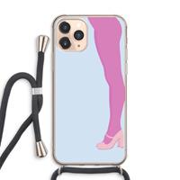 CaseCompany Pink panty: iPhone 11 Pro Max Transparant Hoesje met koord