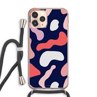 CaseCompany Memphis Shapes Pink: iPhone 11 Pro Max Transparant Hoesje met koord