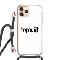 CaseCompany Topwijf Wit: iPhone 11 Pro Max Transparant Hoesje met koord