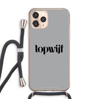 CaseCompany Topwijf Grijs Zwart: iPhone 11 Pro Max Transparant Hoesje met koord