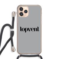 CaseCompany Topvent Grijs Zwart: iPhone 11 Pro Max Transparant Hoesje met koord