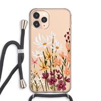 CaseCompany Painted wildflowers: iPhone 11 Pro Max Transparant Hoesje met koord