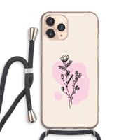 CaseCompany Roses are red: iPhone 11 Pro Max Transparant Hoesje met koord