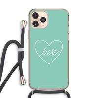 CaseCompany Best heart pastel: iPhone 11 Pro Transparant Hoesje met koord