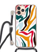 CaseCompany Colored Zebra: iPhone 11 Pro Transparant Hoesje met koord