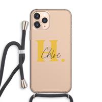 CaseCompany Amber Script: iPhone 11 Pro Transparant Hoesje met koord