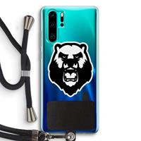 CaseCompany Angry Bear (white): Huawei P30 Pro Transparant Hoesje met koord