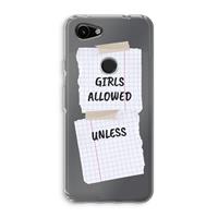 CaseCompany No Girls Allowed Unless: Google Pixel 3a Transparant Hoesje