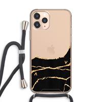 CaseCompany Gouden marmer: iPhone 11 Pro Transparant Hoesje met koord