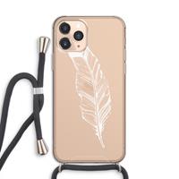 CaseCompany Pluim: iPhone 11 Pro Transparant Hoesje met koord