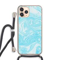 CaseCompany Waterverf blauw: iPhone 11 Pro Transparant Hoesje met koord