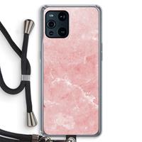 CaseCompany Roze marmer: Oppo Find X3 Pro Transparant Hoesje met koord