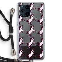 CaseCompany Musketon Unicorn: Oppo Find X3 Pro Transparant Hoesje met koord