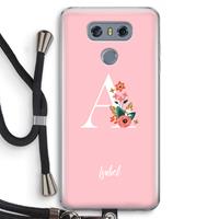 CaseCompany Pink Bouquet: LG G6 Transparant Hoesje met koord