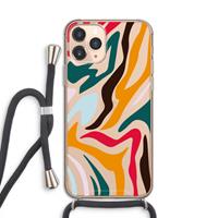 CaseCompany Colored Zebra: iPhone 11 Pro Transparant Hoesje met koord