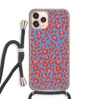 CaseCompany Leopard blue: iPhone 11 Pro Transparant Hoesje met koord