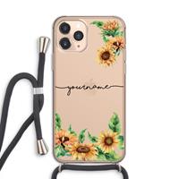 CaseCompany Zonnebloemen: iPhone 11 Pro Transparant Hoesje met koord