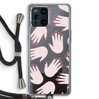 CaseCompany Hands pink: Oppo Find X3 Pro Transparant Hoesje met koord