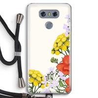 CaseCompany Wilde bloemen: LG G6 Transparant Hoesje met koord