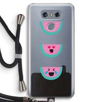CaseCompany Smiley watermeloen: LG G6 Transparant Hoesje met koord
