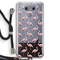 CaseCompany Flamingoprint groen: LG G6 Transparant Hoesje met koord