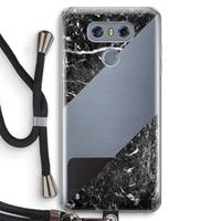CaseCompany Zwart marmer: LG G6 Transparant Hoesje met koord