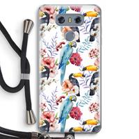 CaseCompany Bloemen tukan: LG G6 Transparant Hoesje met koord