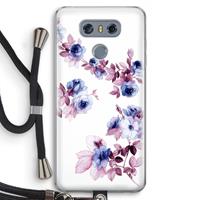 CaseCompany Waterverf bloemen: LG G6 Transparant Hoesje met koord