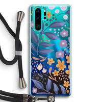 CaseCompany Flowers with blue leaves: Huawei P30 Pro Transparant Hoesje met koord