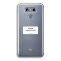 CaseCompany Reminder: LG G6 Transparant Hoesje