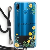 CaseCompany Gele bloemen: Huawei P20 Lite Transparant Hoesje met koord