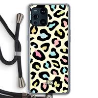 CaseCompany Leopard pattern: Oppo Find X3 Pro Transparant Hoesje met koord