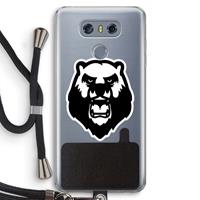 CaseCompany Angry Bear (white): LG G6 Transparant Hoesje met koord