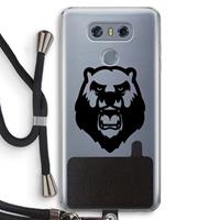 CaseCompany Angry Bear (black): LG G6 Transparant Hoesje met koord