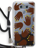 CaseCompany Hands dark: LG G6 Transparant Hoesje met koord