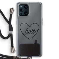CaseCompany Best heart black: Oppo Find X3 Pro Transparant Hoesje met koord