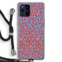 CaseCompany Leopard blue: Oppo Find X3 Pro Transparant Hoesje met koord