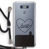 CaseCompany Best heart black: LG G6 Transparant Hoesje met koord