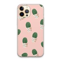 CaseCompany Cactusprint roze: iPhone 13 Pro Max Transparant Hoesje