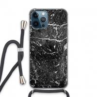 CaseCompany Zwart marmer: iPhone 13 Pro Max Transparant Hoesje met koord