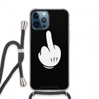 CaseCompany Middle finger black: iPhone 13 Pro Max Transparant Hoesje met koord