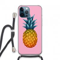CaseCompany Grote ananas: iPhone 13 Pro Max Transparant Hoesje met koord