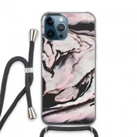 CaseCompany Roze stroom: iPhone 13 Pro Max Transparant Hoesje met koord