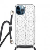 CaseCompany Zwart-witte kubussen: iPhone 13 Pro Max Transparant Hoesje met koord