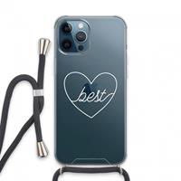 CaseCompany Best heart pastel: iPhone 13 Pro Max Transparant Hoesje met koord