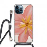 CaseCompany Pink Ellila Flower: iPhone 13 Pro Max Transparant Hoesje met koord