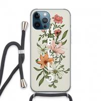 CaseCompany Hello bloemen: iPhone 13 Pro Max Transparant Hoesje met koord